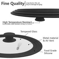 Tapa Multifuncional Adaptable De Silicona Y Vidrio Para Sartenes De 16-22-28-32cm Protector Redondo De Cocina Accesorios De Cocina - details 5