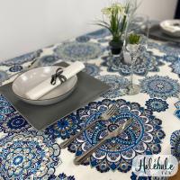 Hulehule Tex Mantel de Tela Resinada Antimanchas - Estampado Mandalas Azules y Grises - Ideal para Comedor, Cocina o Salita - details 0