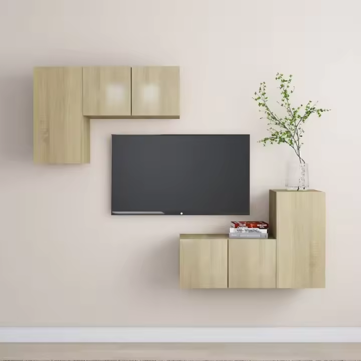 vidaXL Juego de muebles de salón 4 piezas roble Sonoma - 1
