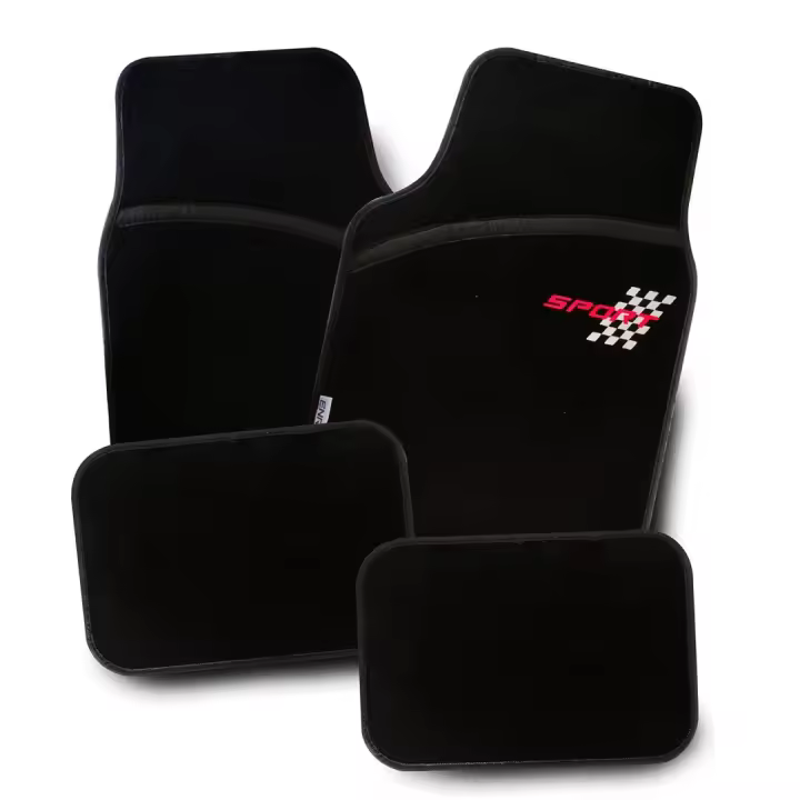 Juego Alfombrillas para Coche Universales, Alfombrillas Coche, Alfombra de Moqueta para Vehículo, Antideslizantes 4 Piezas, Negro - 1