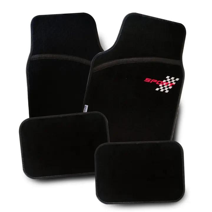 Juego Alfombrillas para Coche Universales, Alfombrillas Coche, Alfombra de Moqueta para Vehículo, Antideslizantes 4 Piezas, Negro - 1