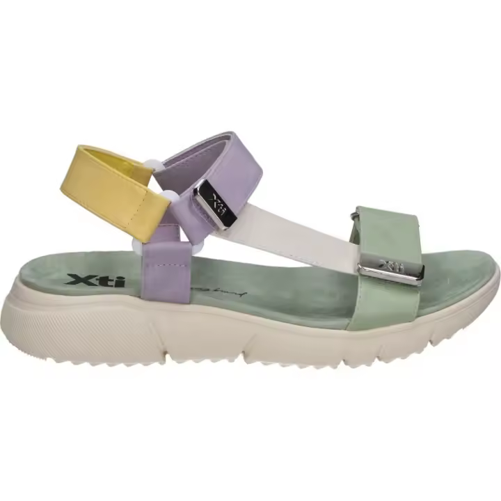 XTI | Sandalias Planas XTI para Mujer – Sandalia Multicolor – Sandalia de Verano con Cierre de Velcro – Estilo Casual – Cómodas – Estilosas – Versátiles – Vegan – Modelo 144112 - 1