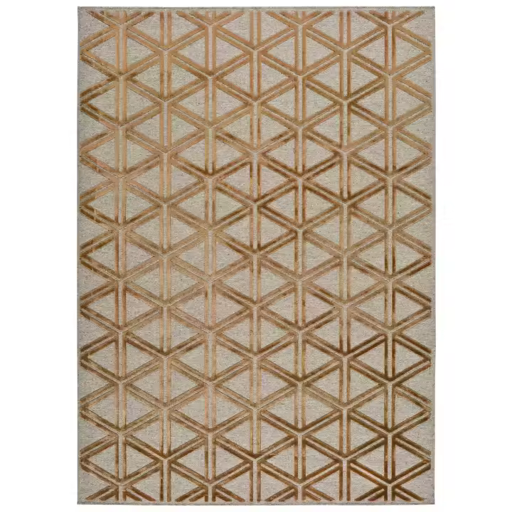 Alfombra de lana geométrica en cobre - LANA 915 | 67x105, 120x170, 160x230 cm - 1