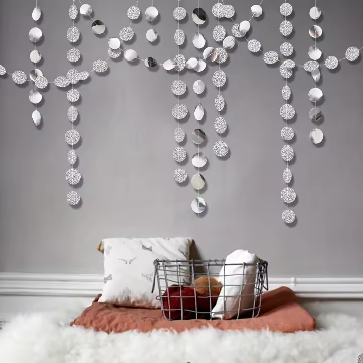 Decoraciones De Encaje Plateado Con Puntos Brillantes 2-Piezas 4m Para Bodas Crear Un Efecto De Brillo Y Vuelo - 1