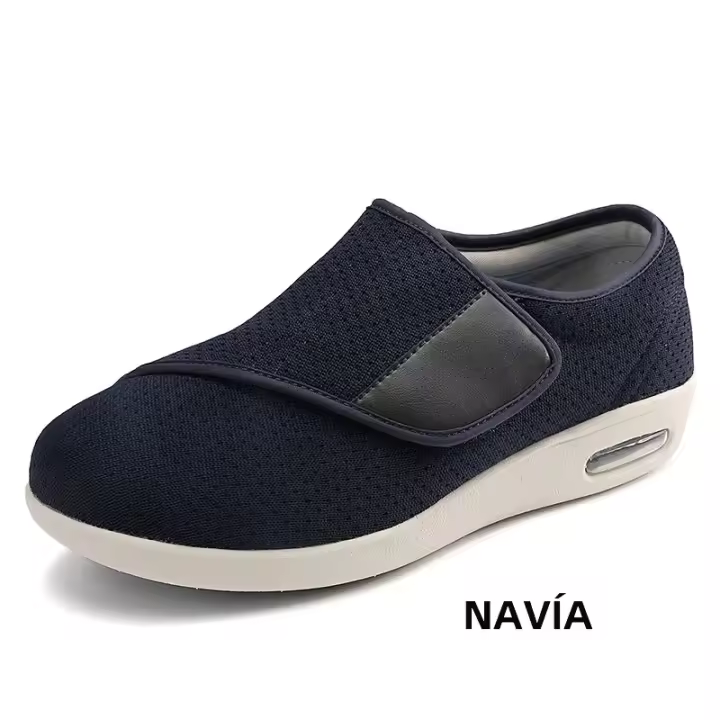 Zapatos De Caminar Para Hombre Con Pies Anchos Y Enrojecidos Cómodos Y Ajustables Diabéticos Tamaño Grande Con Apertura En El Dedo Superior De Malla Suela De Corteza - 1