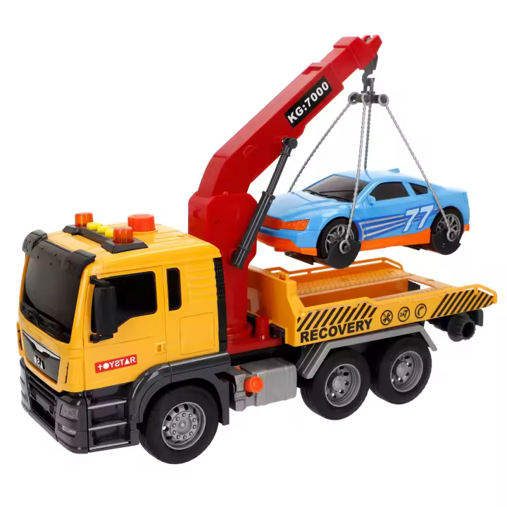 Speed & Go - Camión grúa juguete, escala 1:10, incorpora luces y sonidos, brazo extensible, sistema de fricción, juego interactivo, coches para niños a partir de 3 años, coches de juguete, grúas de asistencia en carretera - 1