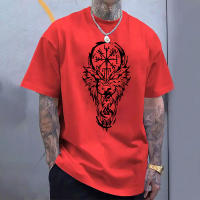 Camiseta Casual Para Hombres 100% Algodón Cuello Redondo Manga Corta Estampado De Lobo Vikingo Antiguo Camiseta Suave Y Cómoda Para Uso Diario Y Externo - details 7