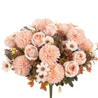 Flores Artificiales De Seda Rosa Para Boda Decoración De Hogar Navidad Arreos De Bodas Vaso De Comedor Fotografía Props DIY - details 14