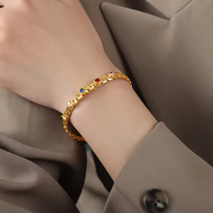 Senior SENTIDO DE LA Luz de lujo personalizado de Maple de Titanium con diamantes de Maple de Titanium Chapado en oro pulsera de joyería femenina - 1