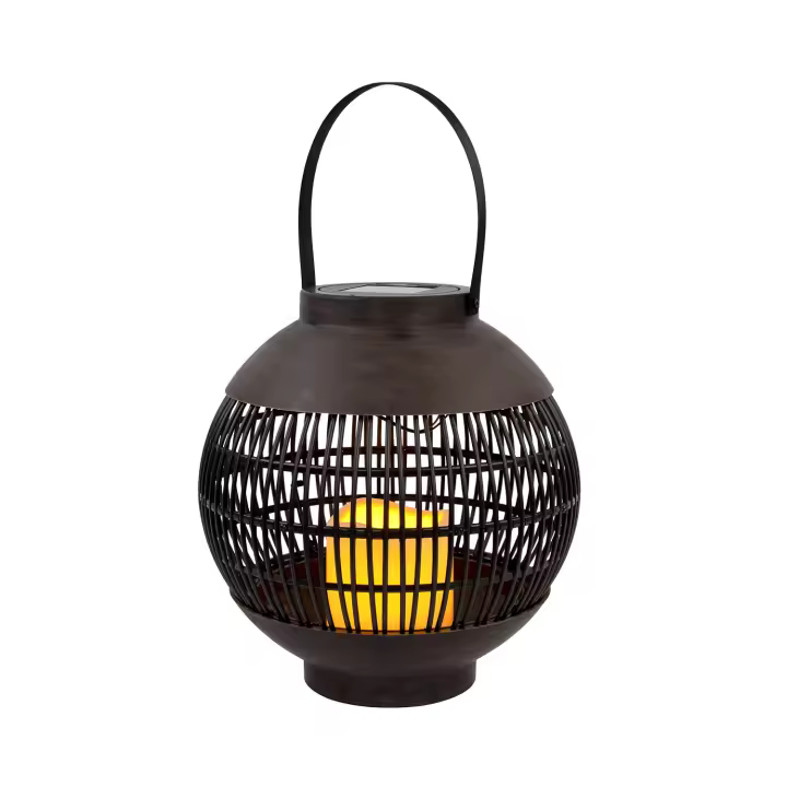 7H SEVENON - Farolillo Solar Exterior Redondo, Para Terraza, Balcón o Jardín, Decoración de Exteriores, Autonomía 6/8H, Luz Cálida LED, 3000K, Protección IP44, Marrón - 1