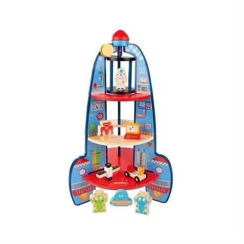 Juego de Construcción Woomax: Cohete de Madera - Marca Color Baby - 1