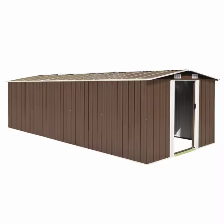 vidaXL Caseta de jardín metal marrón 257x580x181 cm - 1
