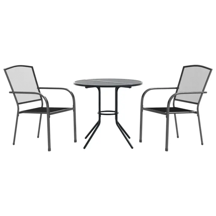 VidaXL Conjunto de jardín Hills 2 sillas + mesa gris - 1
