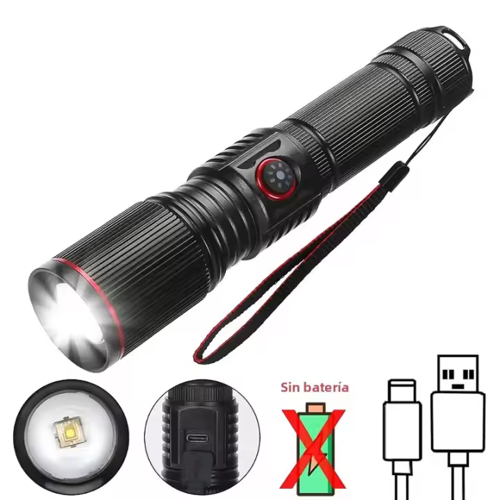 Linterna Táctica Potente LED 2000LM Recargable USB Con Zoom Portátil Para Camping Y Pesca Lámpara De Luces S239 - 1