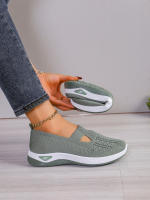 Zapatillas De Mujer En Color Sólido Transpirables Zapatillas Casuales De Verano De Bajo Térmico Tejidas Zapatos Casuales Para Mamá - details 21