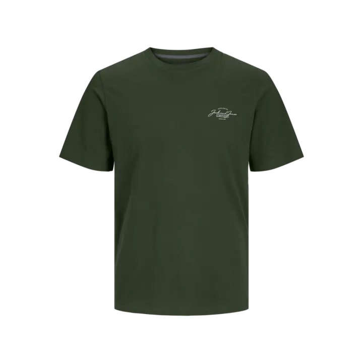 Jack & Jones Ferris Logo Pequeño Camiseta Manga Corta Color Verde Oscuro - Suave, Perfecto Para El Uso Diario - 1