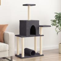 vidaXL Rascador para Gatos con Postes de Sisal Árbol Torre 122 cm Color Crema,  Gris claro,  Gris oscuro y mas - details 2