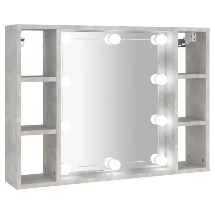 VidaXL Mueble con Espejo y Luces LED gris Hormigón 76x15x55 cm - 1