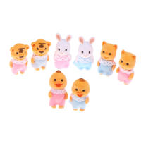 2PCS Figuras De Animales De La Selva Familia Conejo Gato Tigre Pollo Juguete De Colección Cartoon Ornamento Para Niños Regalos - details 6