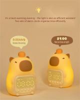Reloj De Alarma Digital Capybara LED Con Luz Nocturna Recargable De Silicona Tiempo USB Regalo De Cumpleaños Para Niños Lámpara De Mesa Dimmable - details 5