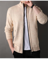 Chaqueta De Punto Para Hombre Con Cuello Erguido Estilo Coreano Slim Fit Color Sólido Abrigo De Otoño E Invierno Con Cierre De Cremallera - details 7