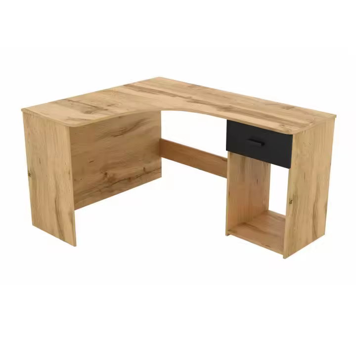 Mesa de ordenador esquinera Austin 303 , Muebles ES, Rectangular, Negro, 155 x 75 x 55cm - 1
