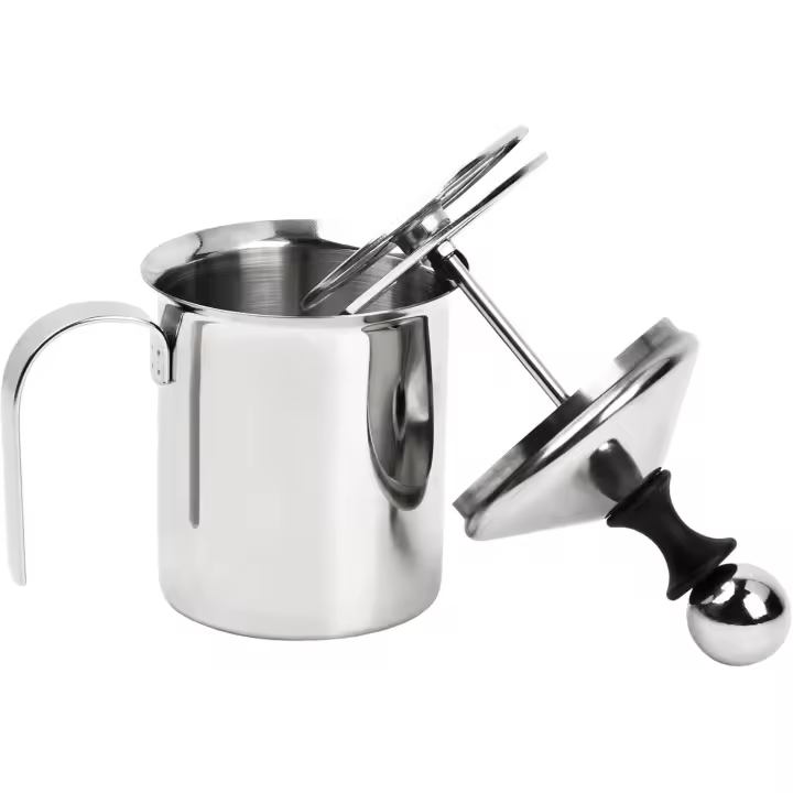 Espumador Manual de Leche, 400ml Batidoras Espumadoras de Leche Manuales, Doble Malla Espumador de Leche Manual de 304 Acero Inoxidable, para Espuma de Leche Capuchino o Expreso Macchiato - 1