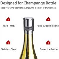 Tapa De Champagne En Acero Inoxidable Con Bomba De Presión Integrada Para Vino Espumoso Eco-amigable Barra Herramientas - details 3