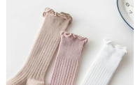 Calcetines De Algodón Para Bebés Y Niñas Largos Hasta La Rodilla Con Volante Estilo Frilly Solids Adecuados Para Primavera Verano Talla Unica Para Recién Nacidos Hasta 36 Meses - details 13