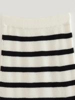 Conjunto De Verano Para Mujer: Falda Larga De Playa Y Chaqueta Tejida Elegante Y Bohemia Estilo Casual Striped Holiday Dos Piezas Beachwear - details 5