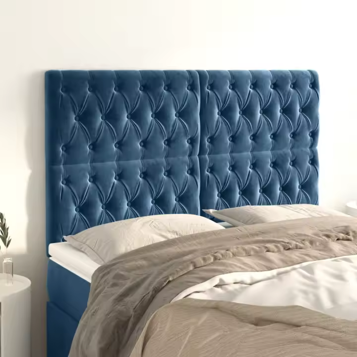 vidaXL Cabeceros 4 unidades terciopelo azul oscuro 72x7x78/88 cm - 1