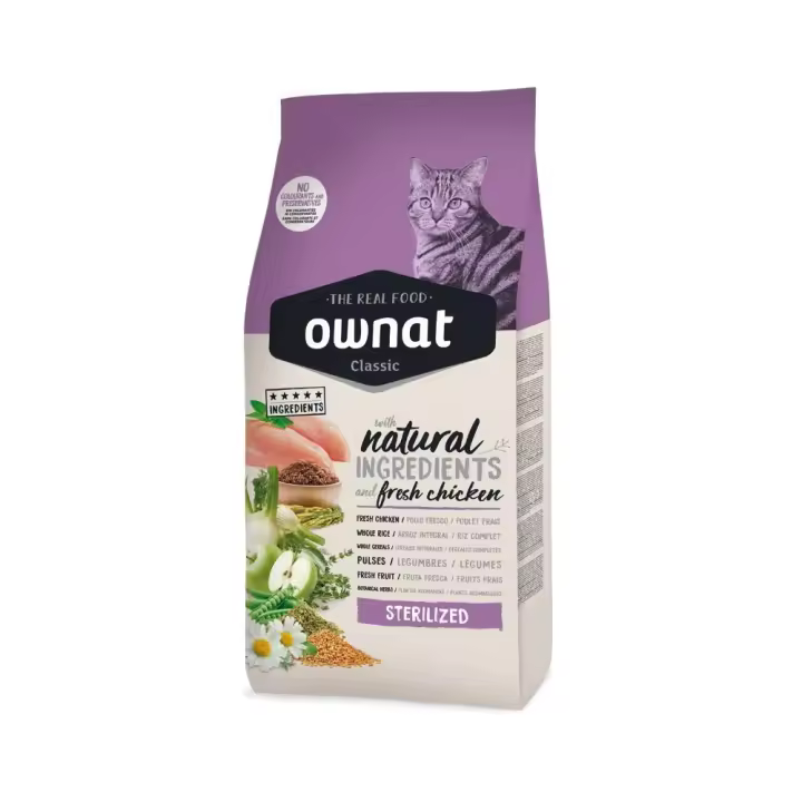 Pienso para Gatos Esterilizados Ownat Classic Cat - Control de Peso y Salud Óptima - 1.5 Kg y 4 Kg - 1