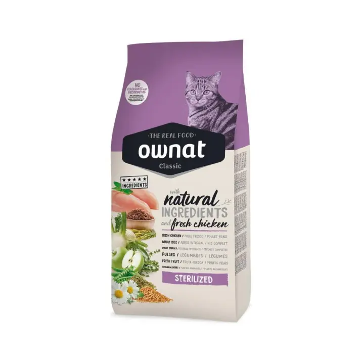 Pienso para Gatos Esterilizados Ownat Classic Cat - Control de Peso y Salud Óptima - 1.5 Kg y 4 Kg - 1
