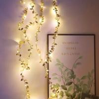 Guirnalda De Plantas Artificiales Con 30 LEDs Amarillo Y Plateado Para Bodas Y Fiestas En Casa Fuente De Energía Por Batería Decoración De Navidad - details 1