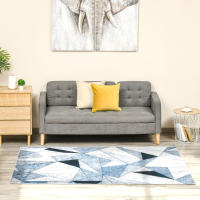 HOMCOM Alfombra de Salón Moderna Terciopelo Diamante Alfombra Geométrica con Base Antideslizante para Dormitorio Oficina Estudio Multicolor - details 1