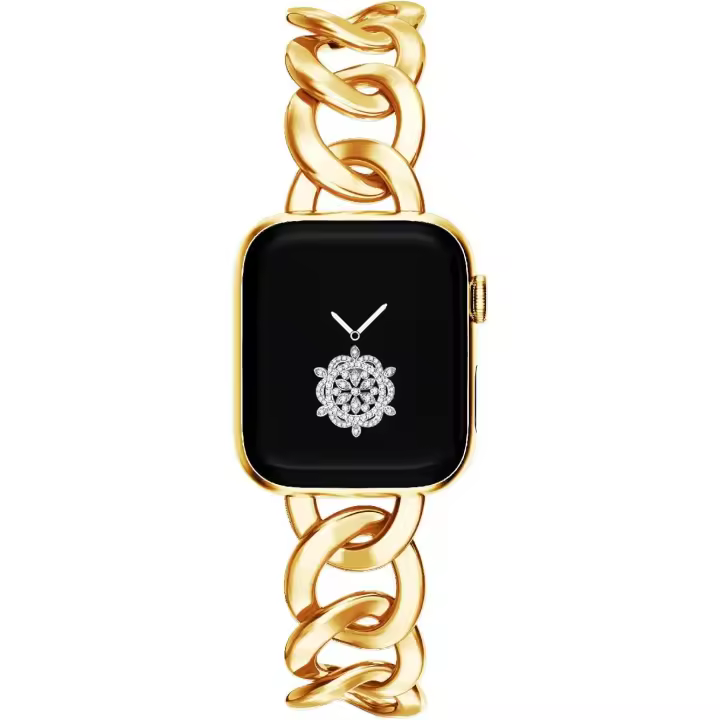 Correa de Reloj inteligente con Cadena Clásica Dorada para Mujer, de 38, 40, 41, 42, 44 y 45mm, compatible con Apple Watch Series 9, 8, 7, SE, correa de repuesto 6 y 5, elegante - 1