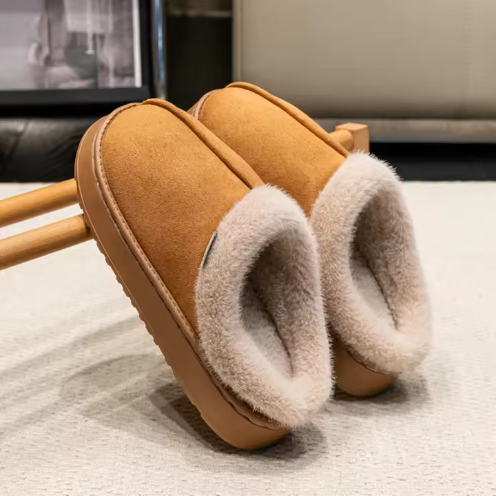 Nuevos Pantuflas De Hombre Con Suela Gruesa Y Lining De Peluche Para Invierno Antideslizante Y Calor Para Uso Doméstico Adecuado Para Parejas - 1