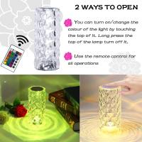 Lámpara de Mesa LED de Cristal Lámpara de Mesa LED de Diamante Lámpara de noche acrílica Luz de Nocturna Led [16 Colores Y 4 Modos] Con mando a distancia Luz Nocturna que cambia de color RGB - details 9