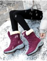 Botas De Invierno Para Mujer Con Peluche Y Plataforma Impermeables Cómodas Para Caminar En Nieve Botas De Tobillo Con Cierre De Lazo - details 8