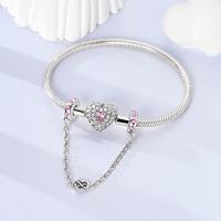 Cadena De Seguridad De Plata Esterlina 925 Estrella Luna Corazón Bordeado Con Clip De Silicona Para Pulsera Original Joyería DIY Regalo - details 18