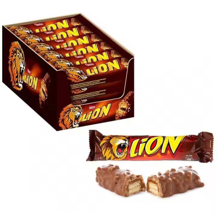 Barritas Lion de Nestlé - Paquete 24 Uds. - Barquillo Crujiente - Caramelo - Cereales con Chocolate - 1