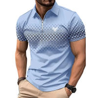 Camisa Polo Hombre Verano Manga Corta Cierre Invisible Moda Casual Polyester Transpirable Contraste De Colores - details 2
