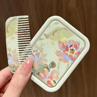 Espejo De Maquillaje Plegable Con Estilo De Pájaro Lotus Para Mujeres Y Niñas Espejo Rectangular Portátil Con Peine Para Uso Externo - details 4