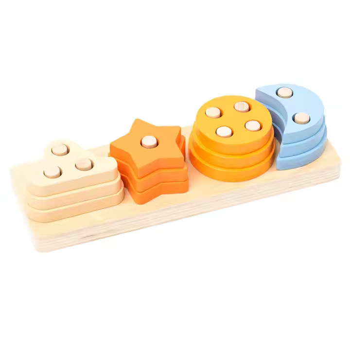 Juguetes Educativos De Madera Montessori Para Bebés Y Niños Menores De 6 Años Organizador De Formas Y Colores Bloques De Puzle Grandes De Geometría Para Niños - 1