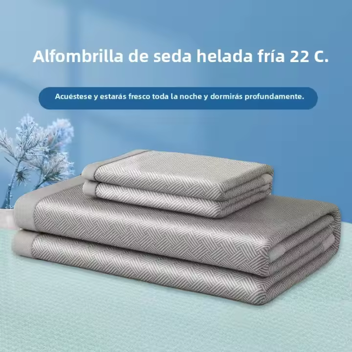 Juego De Tres Piezas De Algodón Seda Helada Para Verano Manta Plegable Suave Para Dormir Desnudo Con Patrón Geométrico - 1