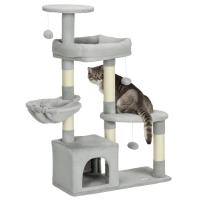 PawHut Árbol para gatos, árbol para escalar, poste rascador para gatos, altura 104 cm, centro de actividades de varios niveles, columnas reforzadas, 3 bolas colgantes, gris claro - details 0