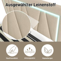 Cama tapizada Cama Doble LED con función de carga USB Type-C e iluminación LED, Cama con Almacén Somier de Lino Cama Juvenil 140x200 con somier (sin colchón). - details 1