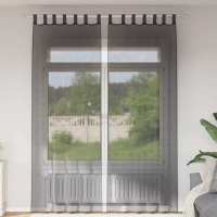 vidaXL Cortinas de gasa con trabillas 2 uds. en color Crema/Verde manzana/Negro y más | protección solar decorativa para ventanas hogar oficina dormitorio fácil de instalar - details 2