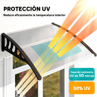 Outsunny pent canopy marquesina para puerta de entrada 103 x 96,5 x 27 cm marquesina con protección UV, protección contra la lluvia protección solar para exterior aluminio negro - details 0