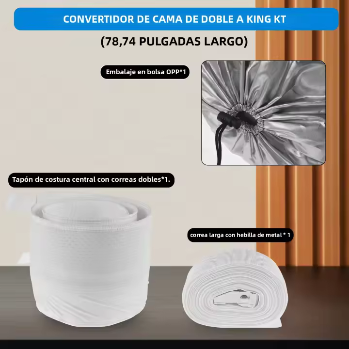Kit De Convertidor De Cama Doble a Reina Con Conector Ajustable Y Correa Amigable Con La Piel Estable Para Familia - 1